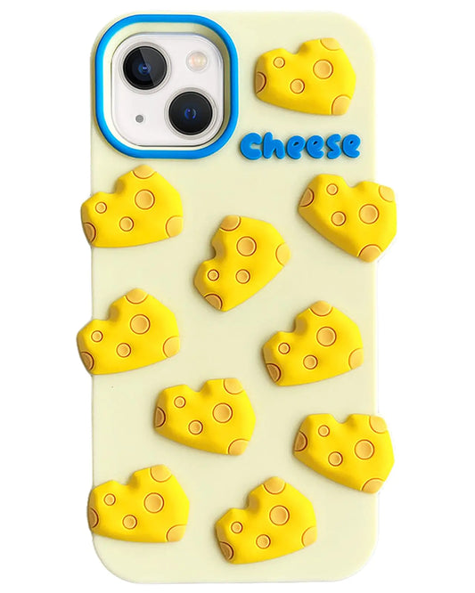 JIATAY Phone Cases for Cute iPhone 13 Pro Max Case Kawaii 3D Cartoon iPhone Case Soft Silicone Shockproof Protective Funny Women Girls for iPhone 13 Pro Max (Cheese)