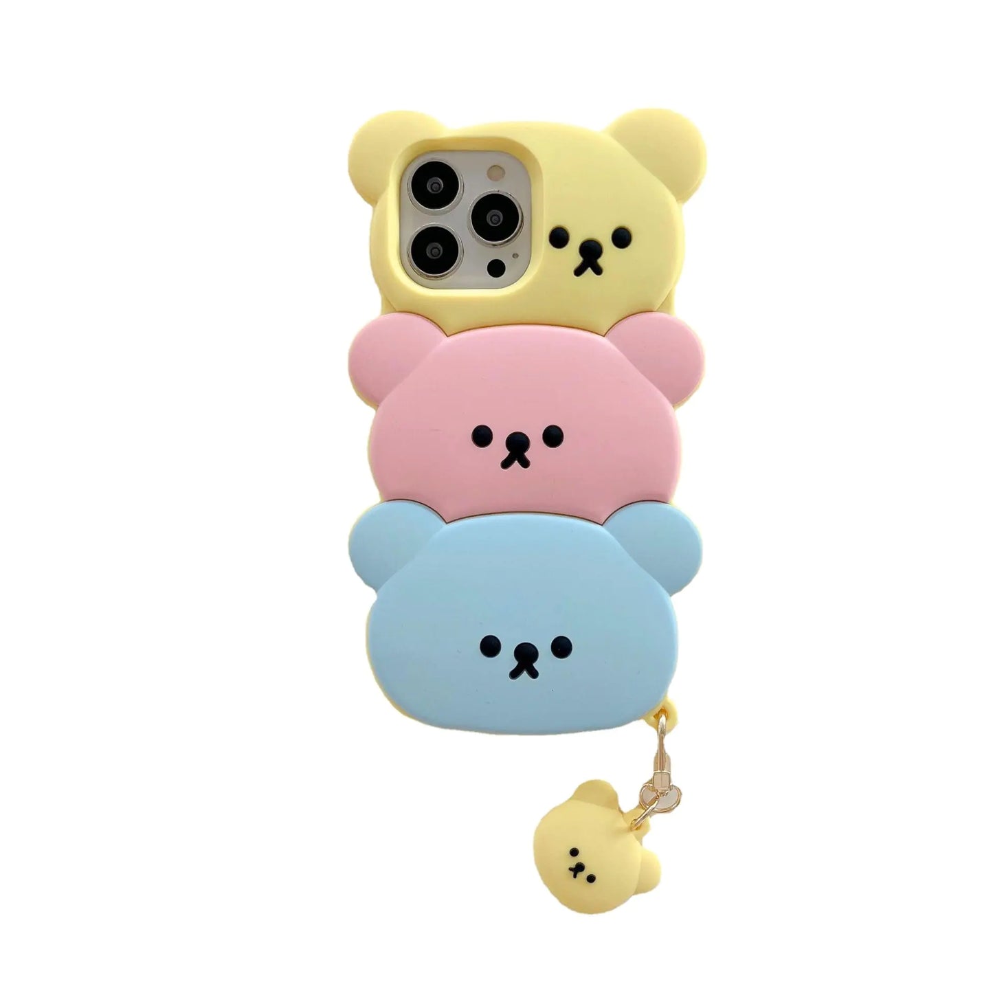 Pretaco for iPhone 13 Pro Max Phone Case Kawaii Candy Bear Phone Case Cute 3D Cartoon Bear Phone Case Full Cover Protective Silicone Shockproof Anti-Fall Phone Case