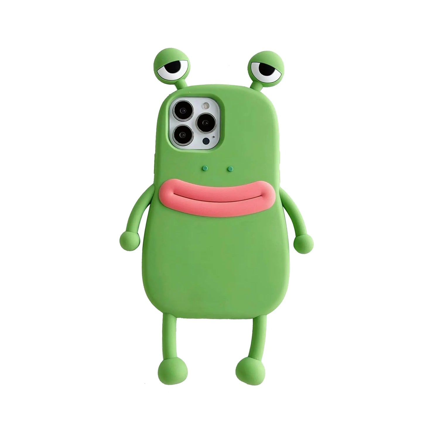 wifantien 3D Frog Case for iPhone 15 Plus 6.7"3D Cartoon Cute Kawaii Lovely Sausage Mouth Frog Shape Kids Teens Girls Women Soft Silicone Case for iPhone 15 Plus 6.7 inch 2023 Green Frog