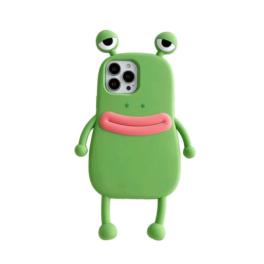 wifantien 3D Frog Case for iPhone 15 Plus 6.7"3D Cartoon Cute Kawaii Lovely Sausage Mouth Frog Shape Kids Teens Girls Women Soft Silicone Case for iPhone 15 Plus 6.7 inch 2023 Green Frog