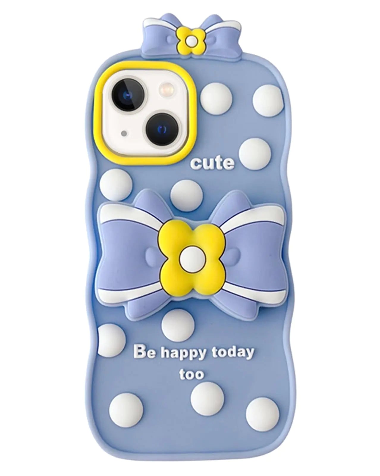 JIATAY Phone Case for iPhone 13 Pro Case with Stand Silicone Cute Kawaii Cartoon Bow 3D Kickstand iPhone 13 Pro Cases for Girls Women （Bowknot Blue）