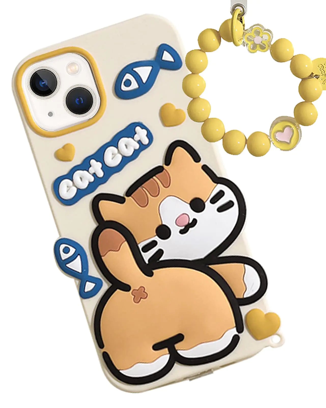 JIATAY Phone Cases for Cute iPhone 12 Pro Max Case with Wrist Strap Silicone 3D Kawaii Animal Butt Phone Cases Fidget Protective Cover Case for Women Girls(Cat OrangeiPhone 12 Pro Max)