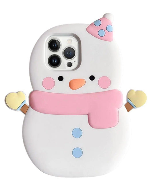 JIATAY Phone Case for iPhone 12 Pro Max Case Kawaii Teddy Bear Silicone 3D Cute Cartoon Protective iPhone 12 Pro Max Cases for Girls Women (Snow Bear)
