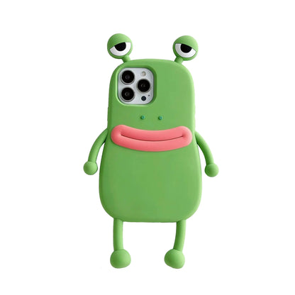 wifantien 3D Frog Case for iPhone 15 Plus 6.7"3D Cartoon Cute Kawaii Lovely Sausage Mouth Frog Shape Kids Teens Girls Women Soft Silicone Case for iPhone 15 Plus 6.7 inch 2023 Green Frog
