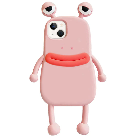 JIATAY Frog Phone Cases for iPhone 14 Plus Case for Women Girls 3D Cute Fun Kawaii Cartoon Soft Silicone Bumper Protective Phone Case Compatible with iPhone 14 Plus (Smile Frog Pink)