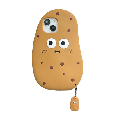 YAKVOOK Bear Case for iPhone 13 Pro MaxKawaii Phone Cases 3D Silicone Cartoon Potato with Keychain Fun Cute Case Soft Rubber Shockproof Protective Case Women Girls for iPhone 13 Pro Max